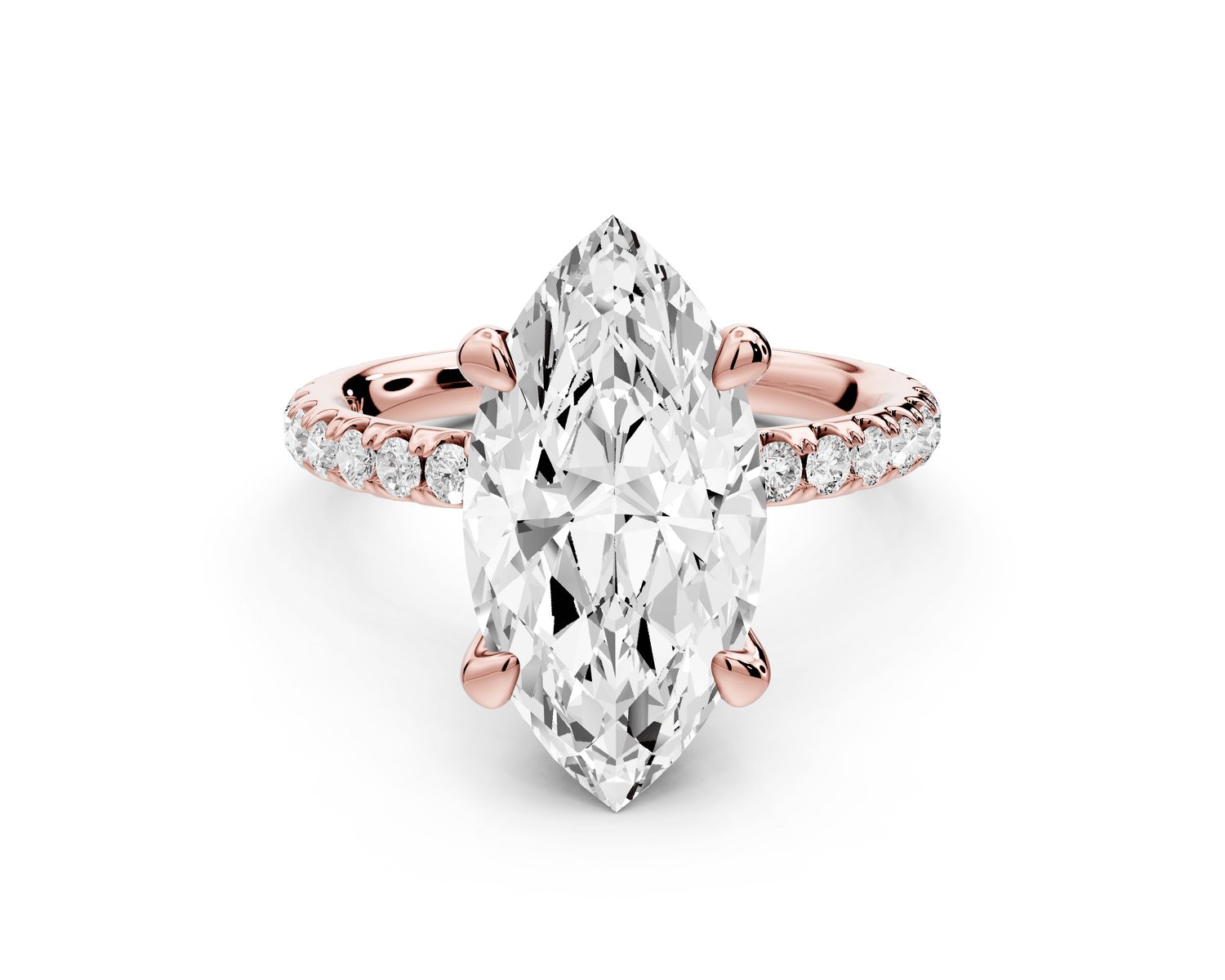 Elise - 3ct 14k rose gold marquise diamond 6 - Talon Prong Diamond Crown with Pavé Engagement Ring - Mr. Alex Jewelry