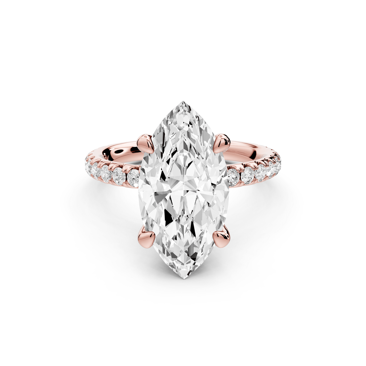 Elise - 3ct 14k rose gold marquise diamond 6 - Talon Prong Diamond Crown with Pavé Engagement Ring - Mr. Alex Jewelry