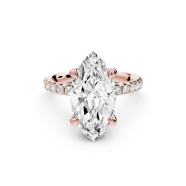 Elise - 3ct 14k rose gold marquise diamond 6 - Talon Prong Diamond Crown with Pavé Engagement Ring - Mr. Alex Jewelry