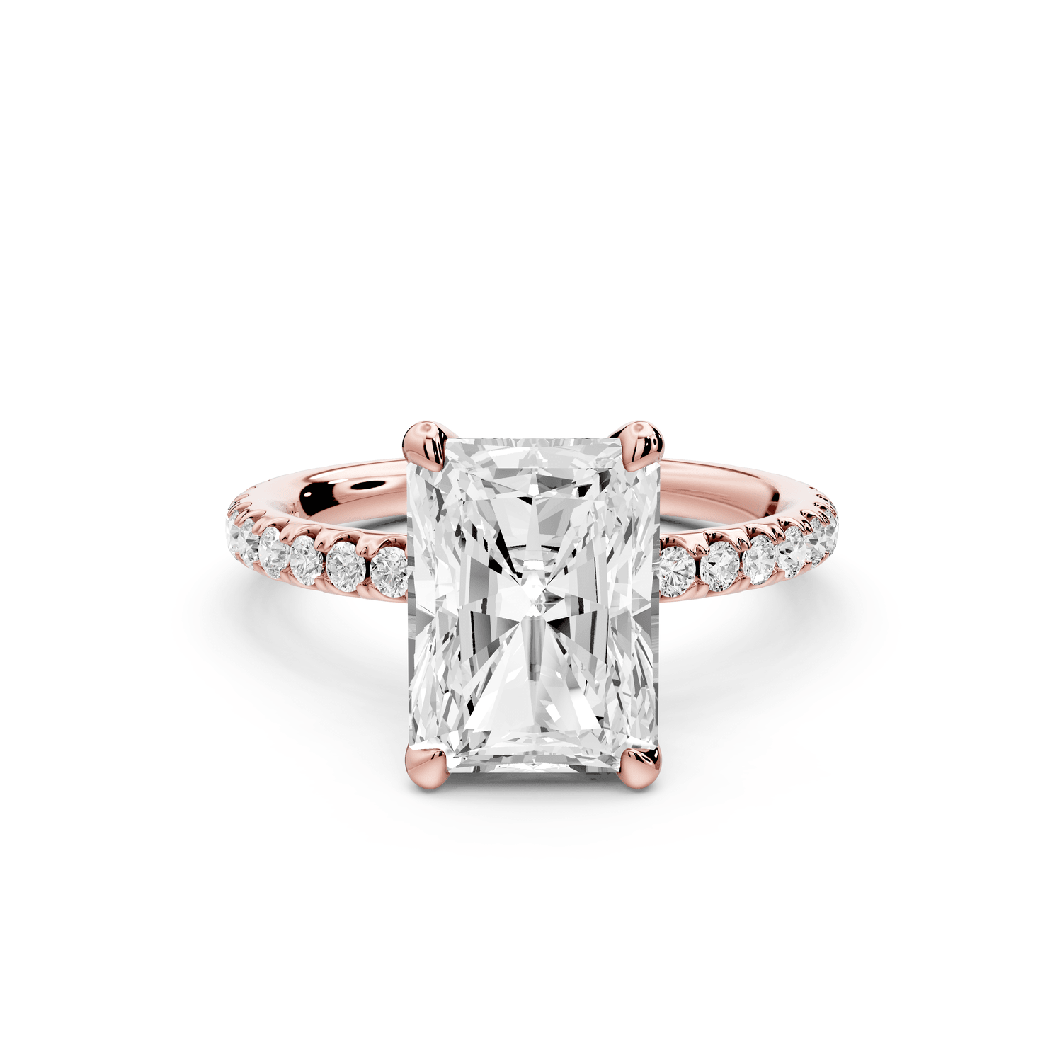 Elise - 3ct 14k rose gold radiant diamond 6 - Talon Prong Diamond Crown with Pavé Engagement Ring - Mr. Alex Jewelry