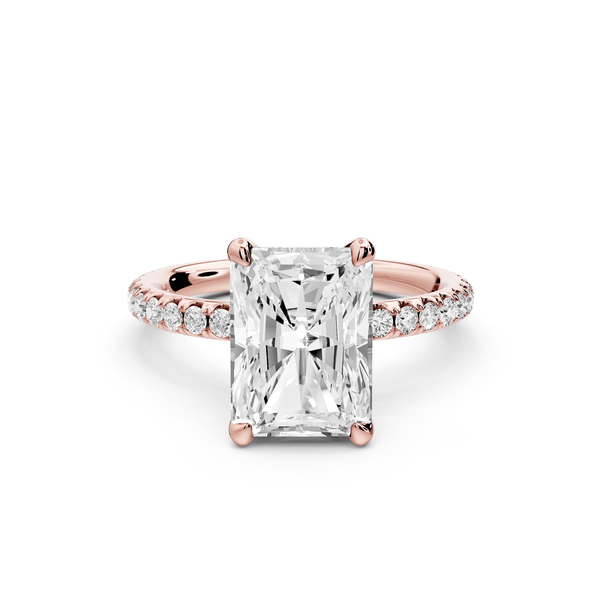 Elise - 3ct 14k rose gold radiant diamond 6 - Talon Prong Diamond Crown with Pavé Engagement Ring - Mr. Alex Jewelry