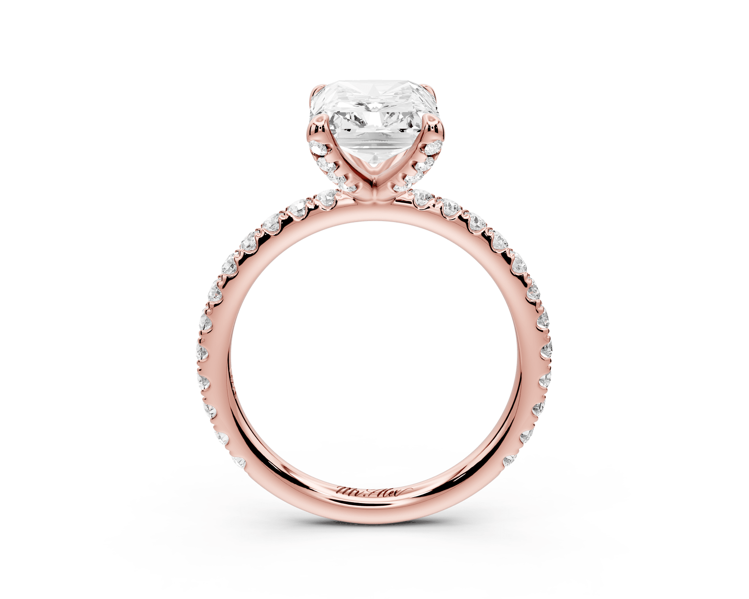 Elise - 3ct 14k rose gold radiant diamond 6 - Talon Prong Diamond Crown with Pavé Engagement Ring - Mr. Alex Jewelry