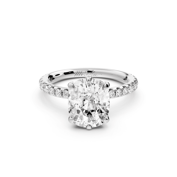 Elise - 3ct 14k white gold ecushion diamond 6 - Talon Prong Diamond Crown with Pavé Engagement Ring - Mr. Alex Jewelry