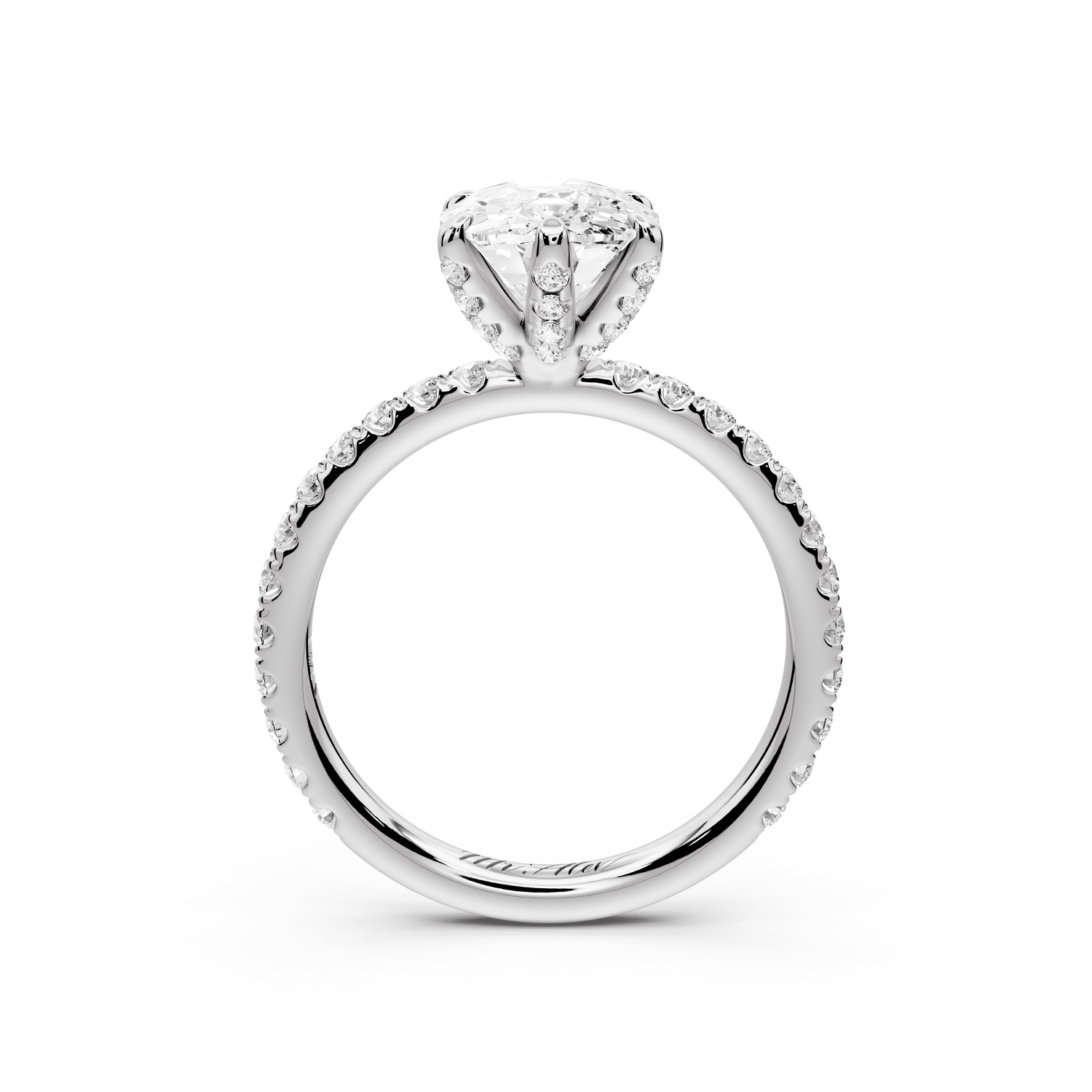 Elise - 3ct 14k white gold ecushion diamond 6 - Talon Prong Diamond Crown with Pavé Engagement Ring - Mr. Alex Jewelry
