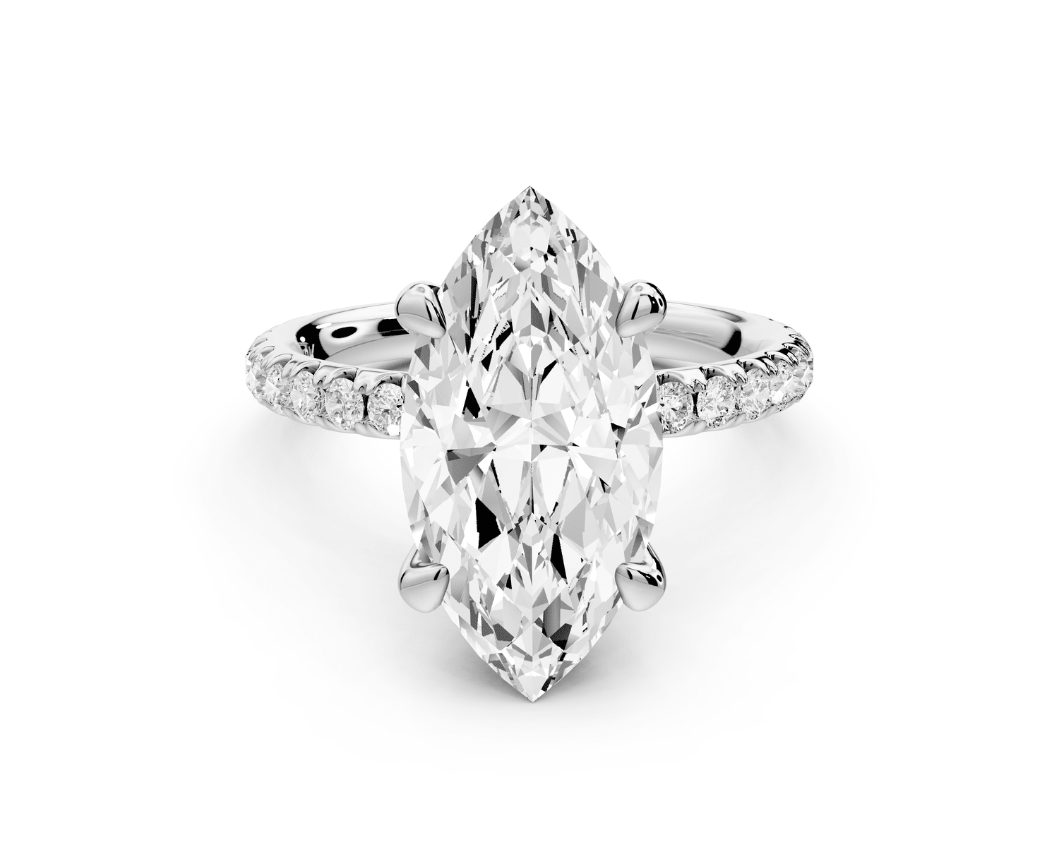 Elise - 3ct 14k white gold marquise diamond 6 - Talon Prong Diamond Crown with Pavé Engagement Ring - Mr. Alex Jewelry