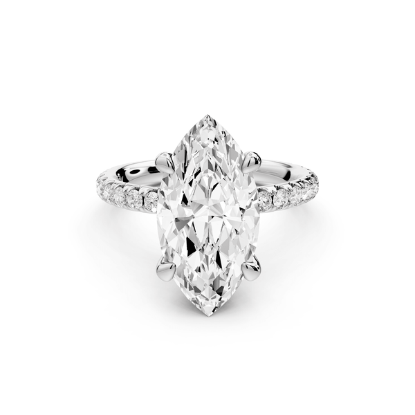 Elise - 3ct 14k white gold marquise diamond 6 - Talon Prong Diamond Crown with Pavé Engagement Ring - Mr. Alex Jewelry