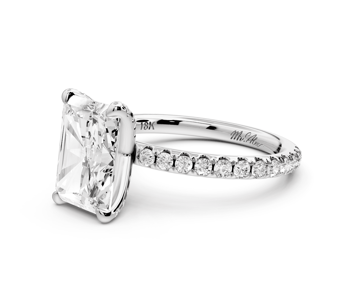 Elise - 3ct 14k white gold radiant diamond 6 - Talon Prong Diamond Crown with Pavé Engagement Ring - Mr. Alex Jewelry