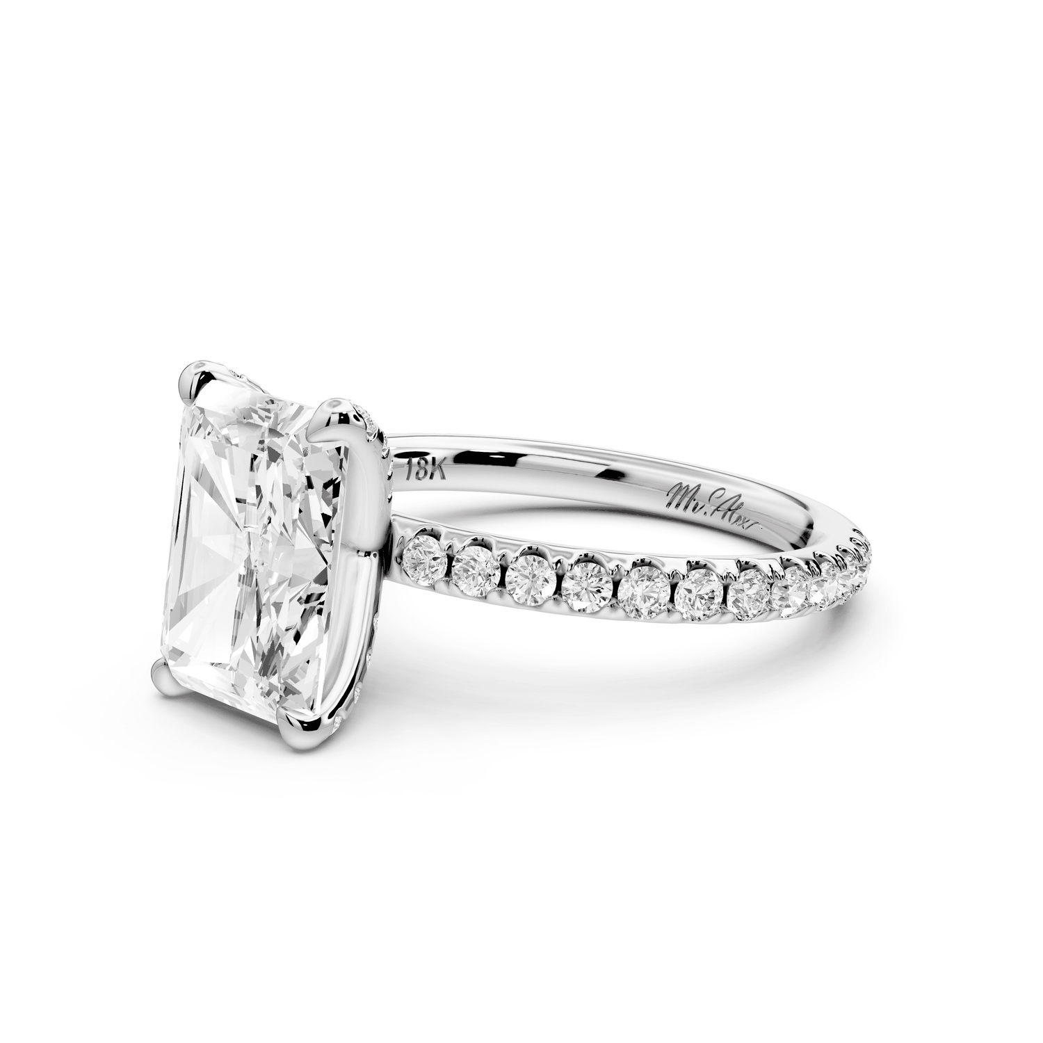 Elise - 3ct 14k white gold radiant diamond 6 - Talon Prong Diamond Crown with Pavé Engagement Ring - Mr. Alex Jewelry