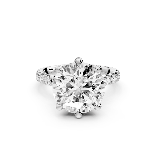 Elise - 3ct 14k white gold round diamond 6 - Talon Prong Diamond Crown with Pavé Engagement Ring - Mr. Alex Jewelry