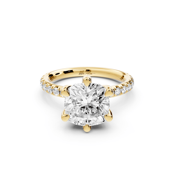 Elise - 3ct 14k yellow gold cushion diamond 6 - Talon Prong Diamond Crown with Pavé Engagement Ring - Mr. Alex Jewelry
