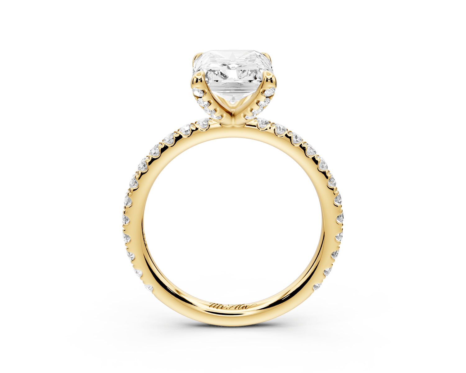 Elise - 3ct 14k yellow gold radiant diamond 6 - Talon Prong Diamond Crown with Pavé Engagement Ring - Mr. Alex Jewelry