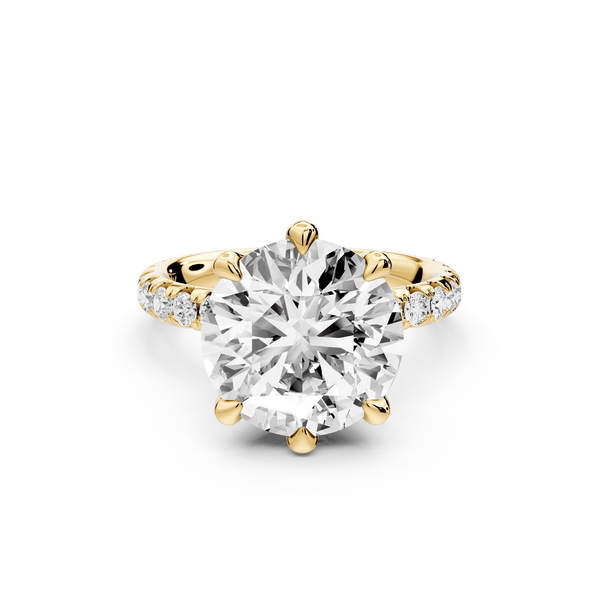 Elise - 3ct 14k yellow gold round diamond 6 - Talon Prong Diamond Crown with Pavé Engagement Ring - Mr. Alex Jewelry