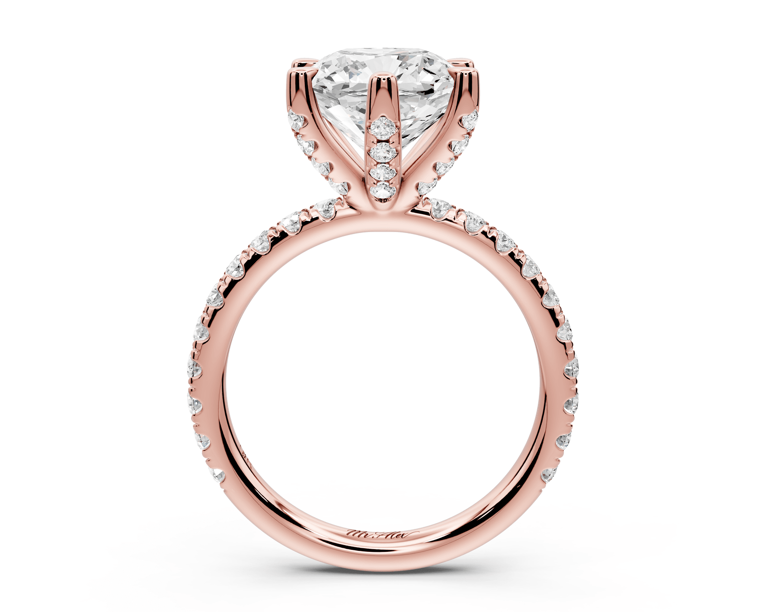 Elise - 3ct 18k rose gold cushion diamond 6 - Talon Prong Diamond Crown with Pavé Engagement Ring - Mr. Alex Jewelry