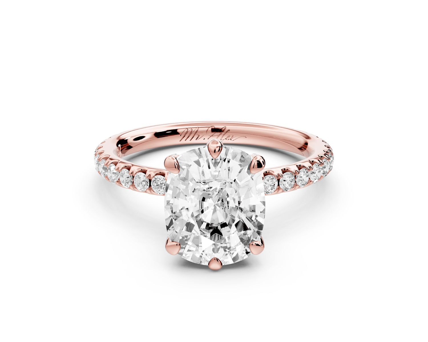 Elise - 3ct 18k rose gold ecushion diamond 6 - Talon Prong Diamond Crown with Pavé Engagement Ring - Mr. Alex Jewelry