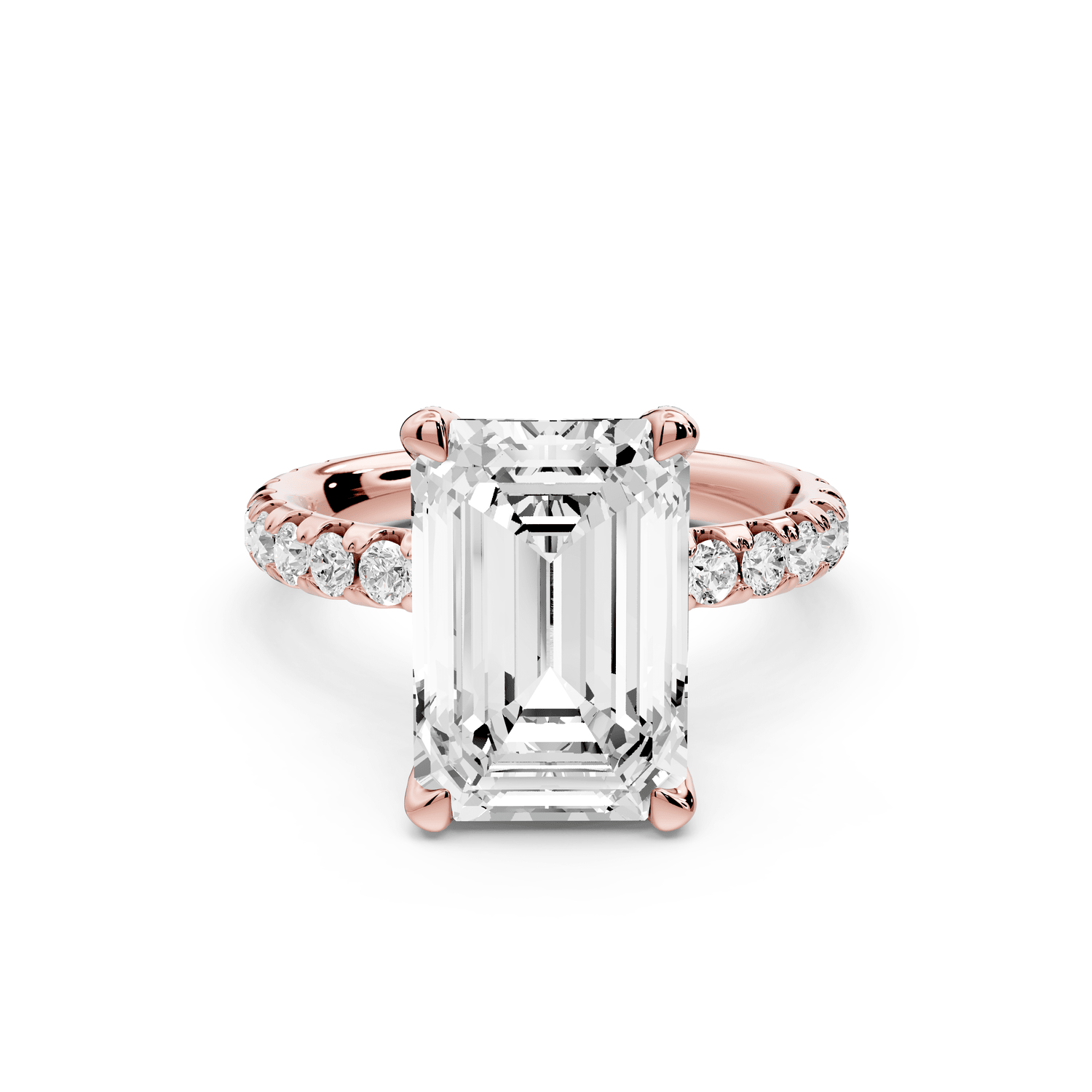 Elise - 3ct 18k rose gold emerald diamond 6 - Talon Prong Diamond Crown with Pavé Engagement Ring - Mr. Alex Jewelry