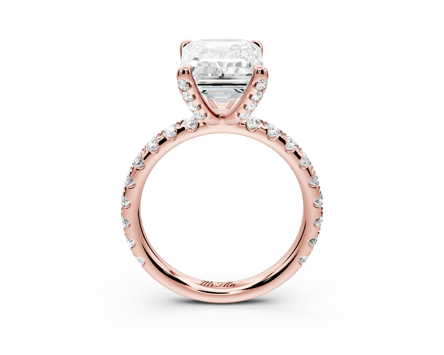 Elise - 3ct 18k rose gold emerald diamond 6 - Talon Prong Diamond Crown with Pavé Engagement Ring - Mr. Alex Jewelry