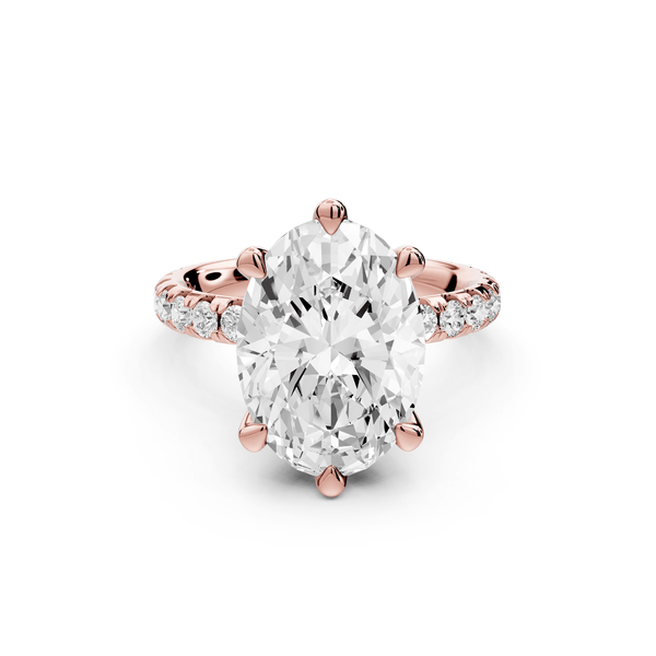 Elise - 3ct 18k rose gold oval diamond 6 - Talon Prong Diamond Crown with Pavé Engagement Ring - Mr. Alex Jewelry