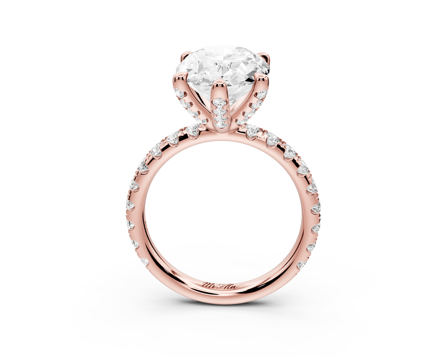 Elise - 3ct 18k rose gold oval diamond 6 - Talon Prong Diamond Crown with Pavé Engagement Ring - Mr. Alex Jewelry