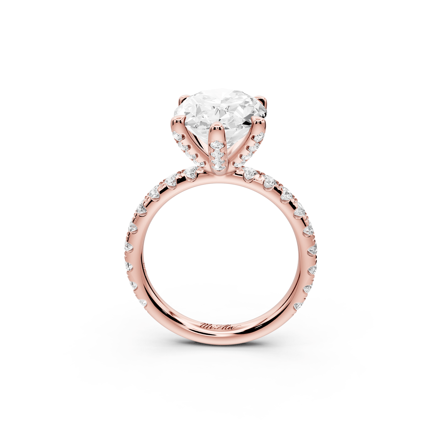 Elise - 3ct 18k rose gold oval diamond 6 - Talon Prong Diamond Crown with Pavé Engagement Ring - Mr. Alex Jewelry