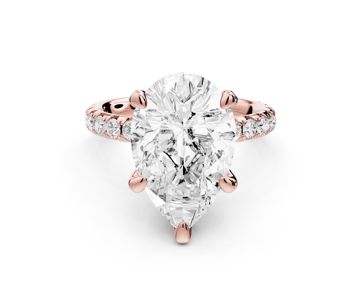 Elise - 3ct 18k rose gold pear diamond 6 - Talon Prong Diamond Crown with Pavé Engagement Ring - Mr. Alex Jewelry