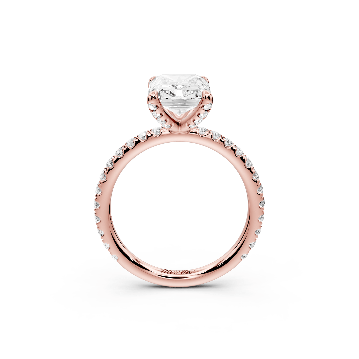 Elise - 3ct 18k rose gold radiant diamond 6 - Talon Prong Diamond Crown with Pavé Engagement Ring - Mr. Alex Jewelry