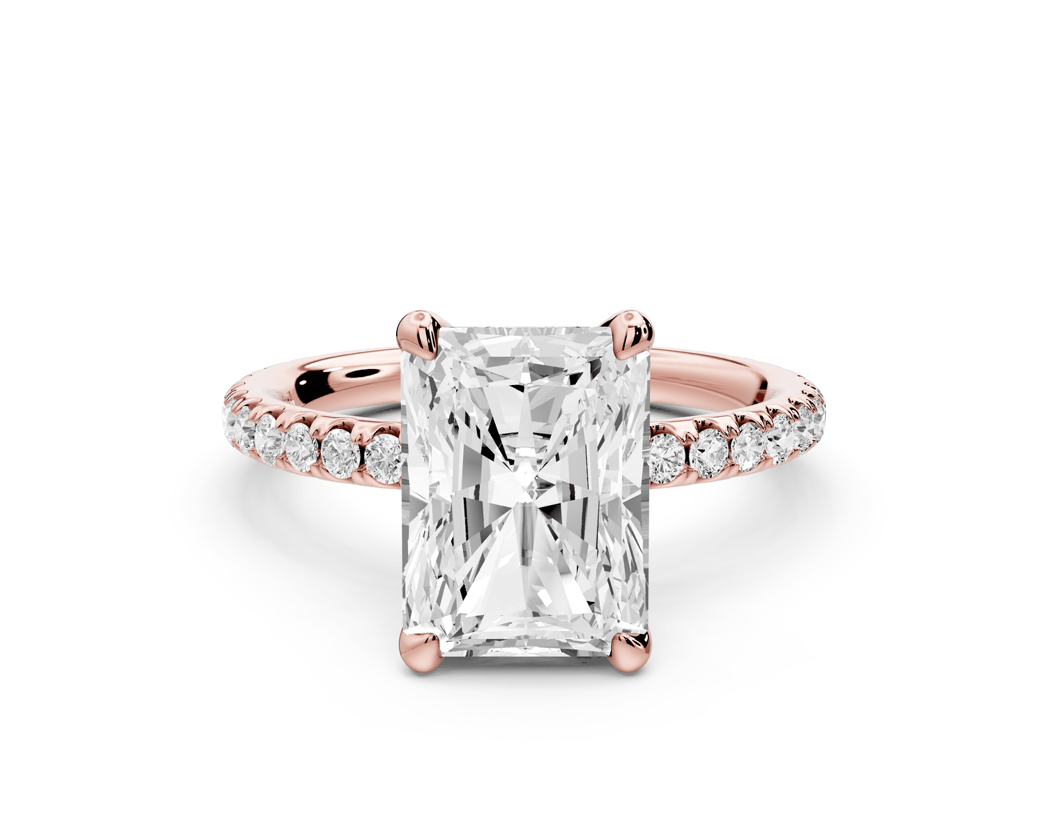 Elise - 3ct 18k rose gold radiant diamond 6 - Talon Prong Diamond Crown with Pavé Engagement Ring - Mr. Alex Jewelry