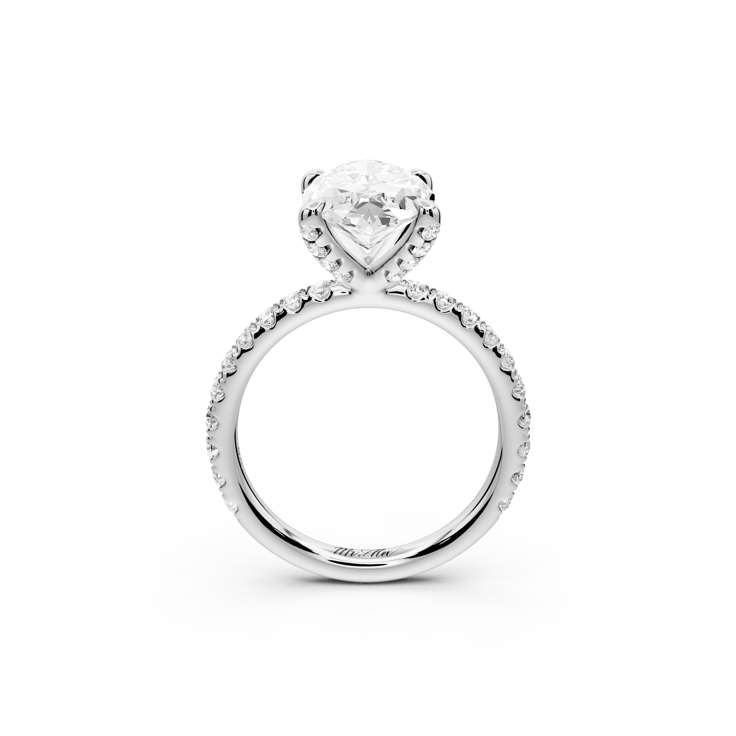 Elise - 3ct 18k white gold marquise diamond 6 - Talon Prong Diamond Crown with Pavé Engagement Ring - Mr. Alex Jewelry