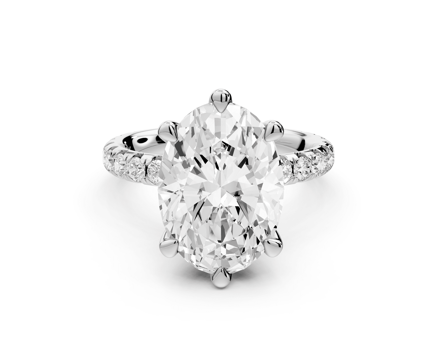 Elise - 3ct 18k white gold oval diamond 6 - Talon Prong Diamond Crown with Pavé Engagement Ring - Mr. Alex Jewelry