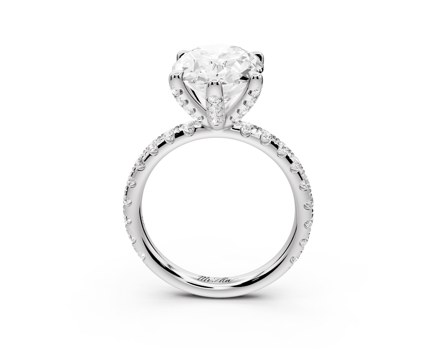 Elise - 3ct 18k white gold oval diamond 6 - Talon Prong Diamond Crown with Pavé Engagement Ring - Mr. Alex Jewelry