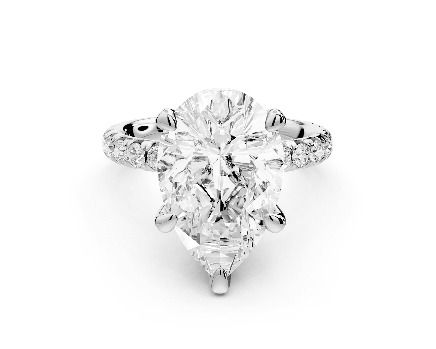Elise - 3ct 18k white gold pear diamond 6 - Talon Prong Diamond Crown with Pavé Engagement Ring - Mr. Alex Jewelry