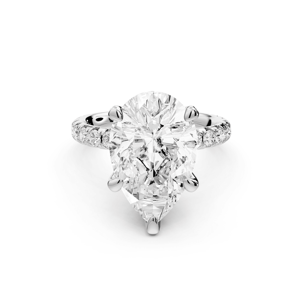 Elise - 3ct 18k white gold pear diamond 6 - Talon Prong Diamond Crown with Pavé Engagement Ring - Mr. Alex Jewelry