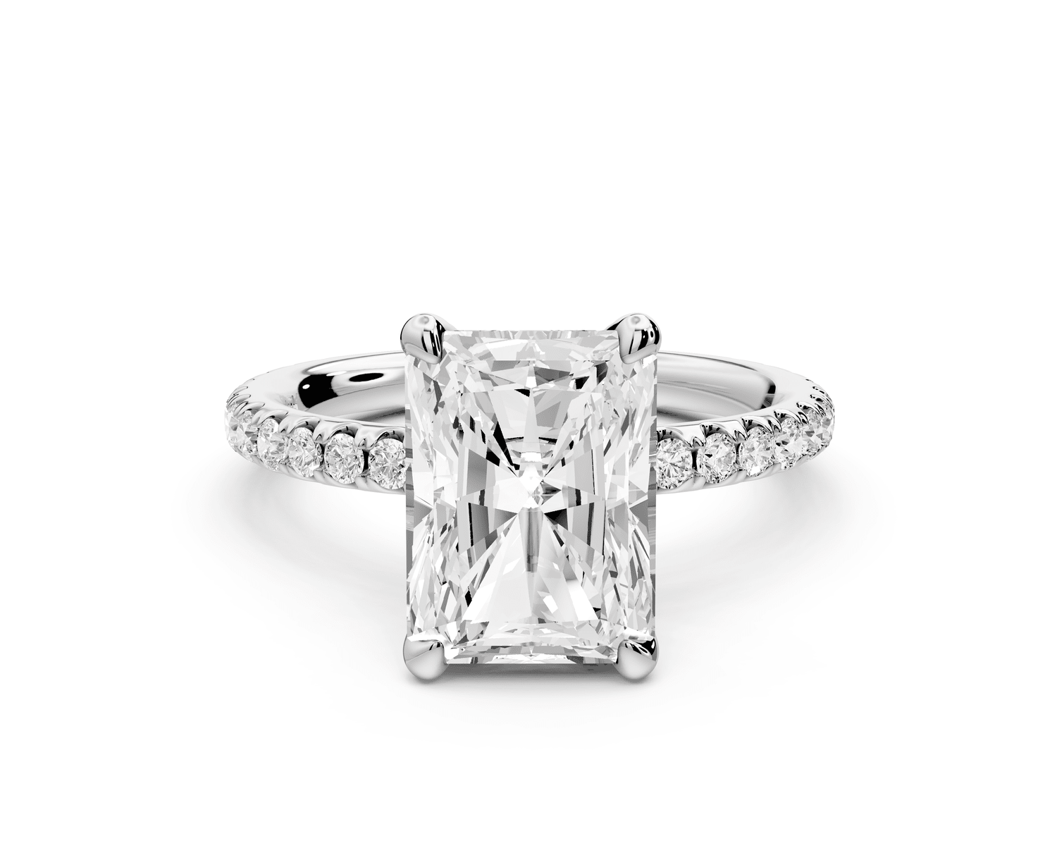 Elise - 3ct 18k white gold radiant diamond 6 - Talon Prong Diamond Crown with Pavé Engagement Ring - Mr. Alex Jewelry
