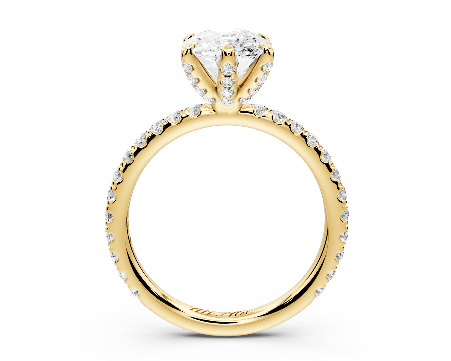 Elise - 3ct 18k yellow gold ecushion diamond 6 - Talon Prong Diamond Crown with Pavé Engagement Ring - Mr. Alex Jewelry