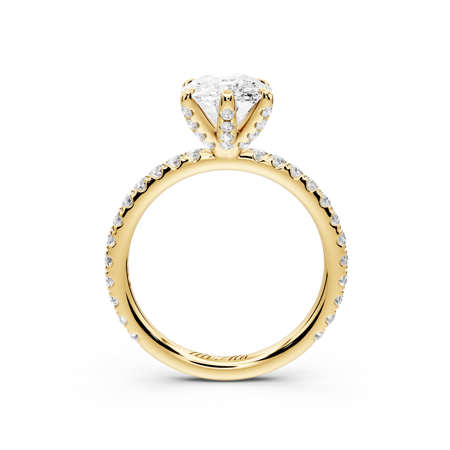 Elise - 3ct 18k yellow gold ecushion diamond 6 - Talon Prong Diamond Crown with Pavé Engagement Ring - Mr. Alex Jewelry