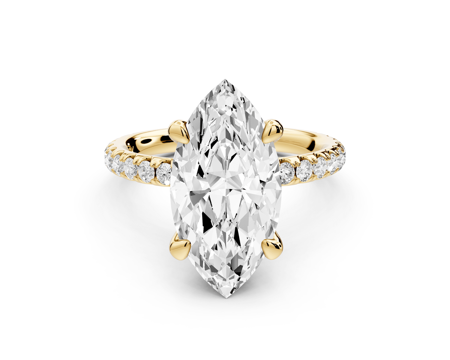 Elise - 3ct 18k yellow gold marquise diamond 6 - Talon Prong Diamond Crown with Pavé Engagement Ring - Mr. Alex Jewelry