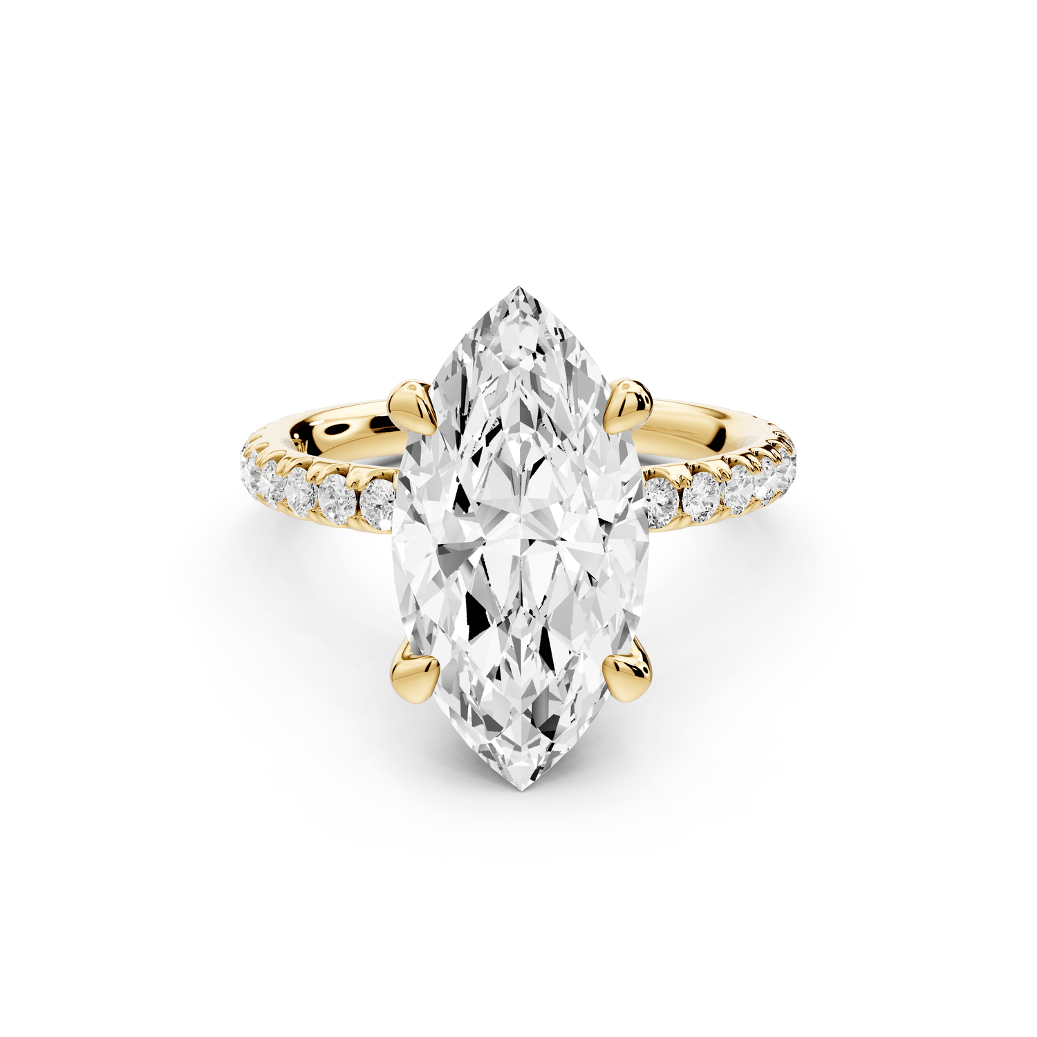 Elise - 3ct 18k yellow gold marquise diamond 6 - Talon Prong Diamond Crown with Pavé Engagement Ring - Mr. Alex Jewelry