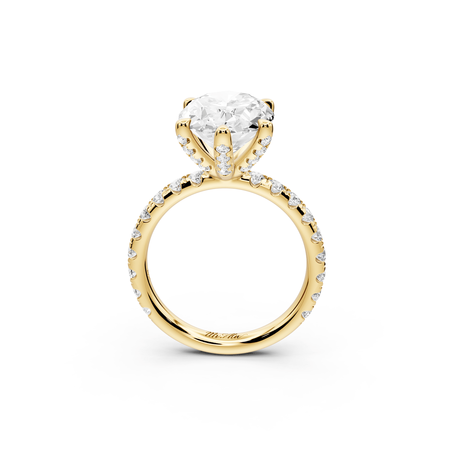 Elise - 3ct 18k yellow gold oval diamond 6 - Talon Prong Diamond Crown with Pavé Engagement Ring - Mr. Alex Jewelry