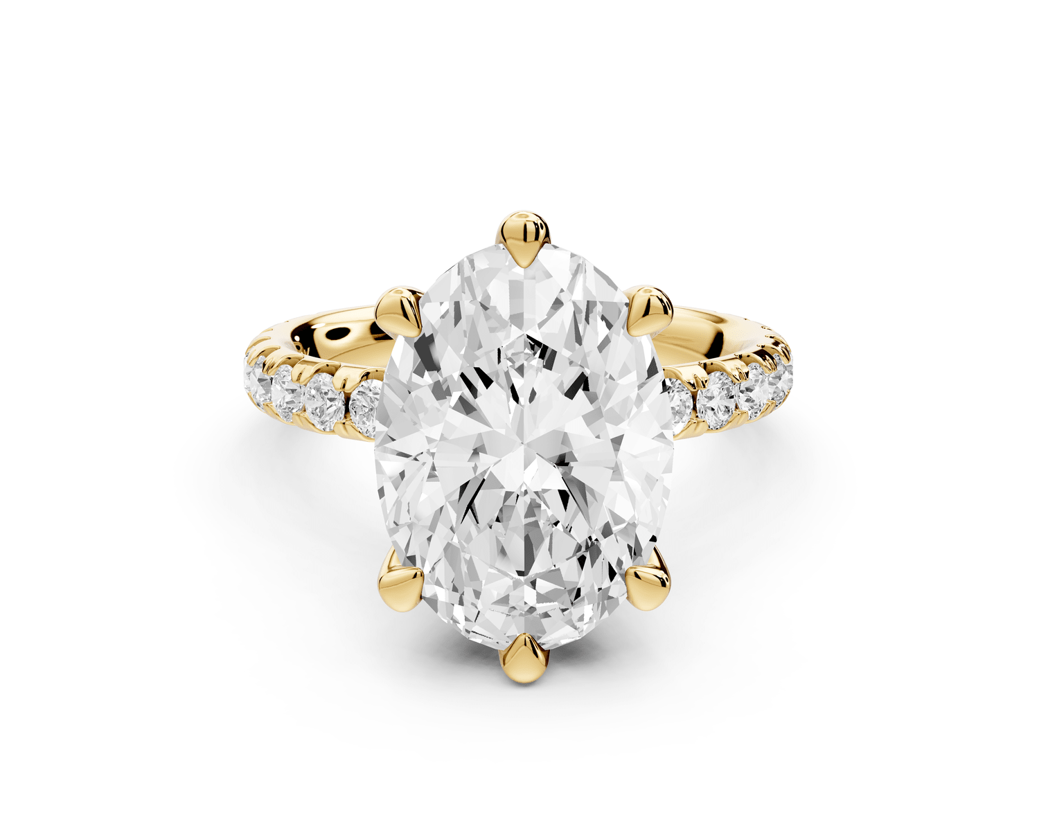 Elise - 3ct 18k yellow gold oval diamond 6 - Talon Prong Diamond Crown with Pavé Engagement Ring - Mr. Alex Jewelry