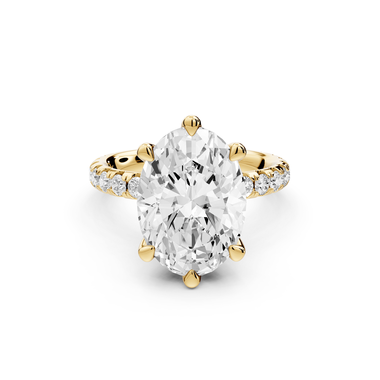 Elise - 3ct 18k yellow gold oval diamond 6 - Talon Prong Diamond Crown with Pavé Engagement Ring - Mr. Alex Jewelry
