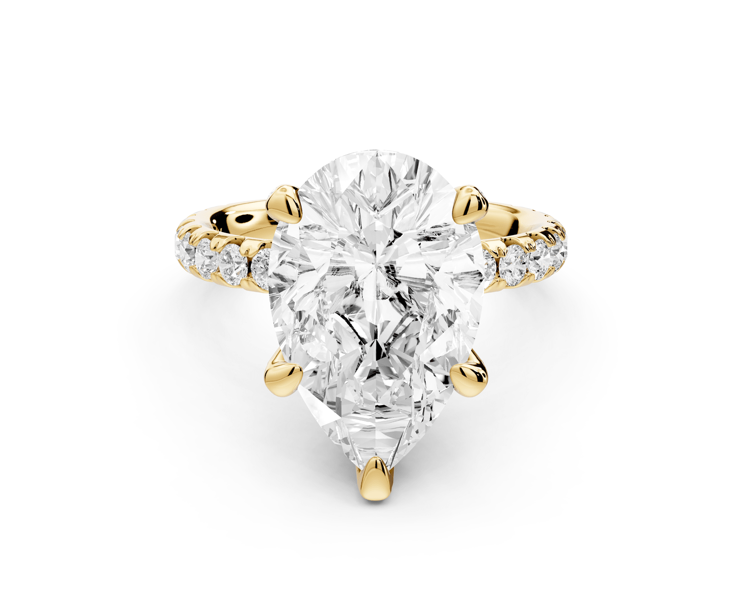 Elise - 3ct 18k yellow gold pear diamond 6 - Talon Prong Diamond Crown with Pavé Engagement Ring - Mr. Alex Jewelry