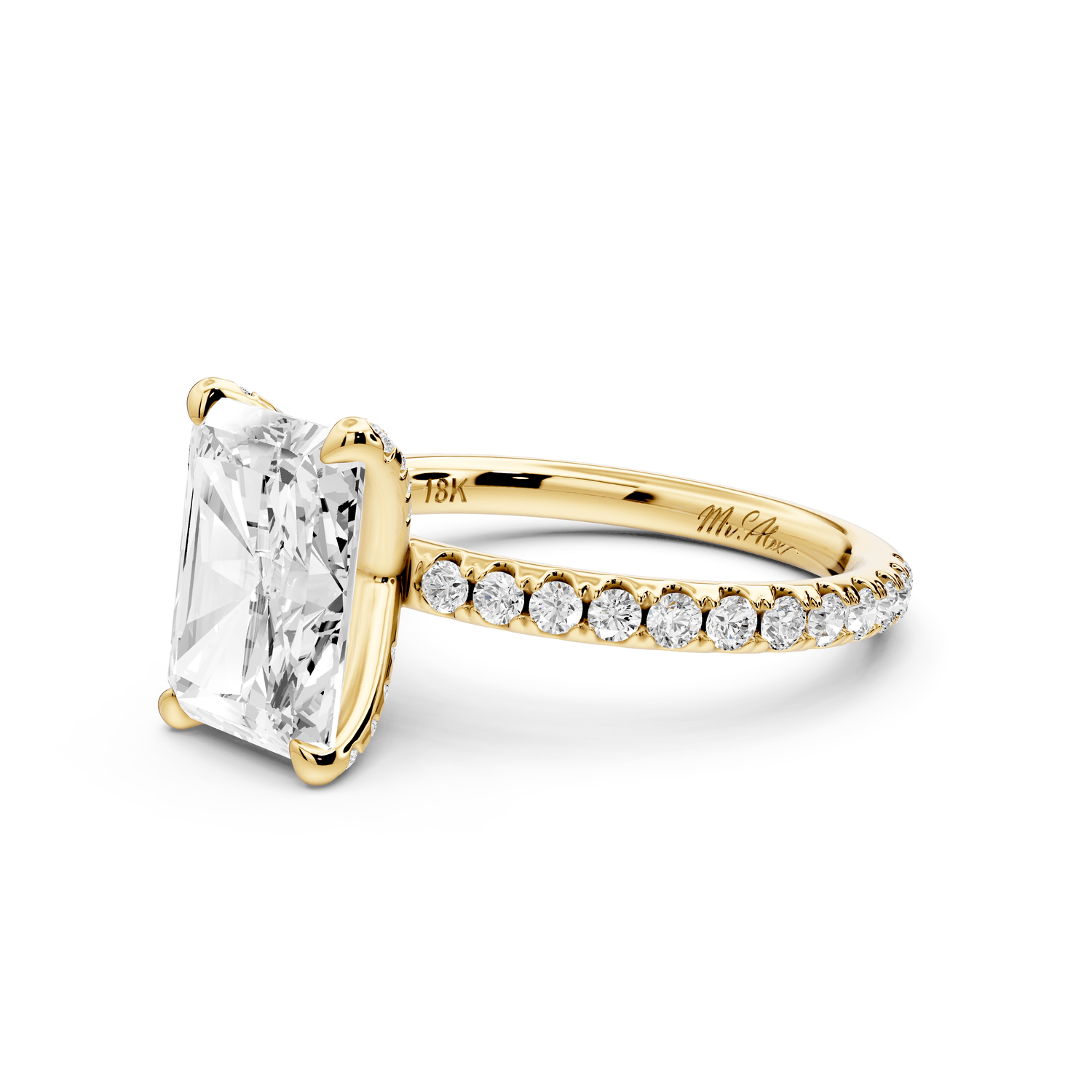 Elise - 3ct 18k yellow gold radiant diamond 6 - Talon Prong Diamond Crown with Pavé Engagement Ring - Mr. Alex Jewelry