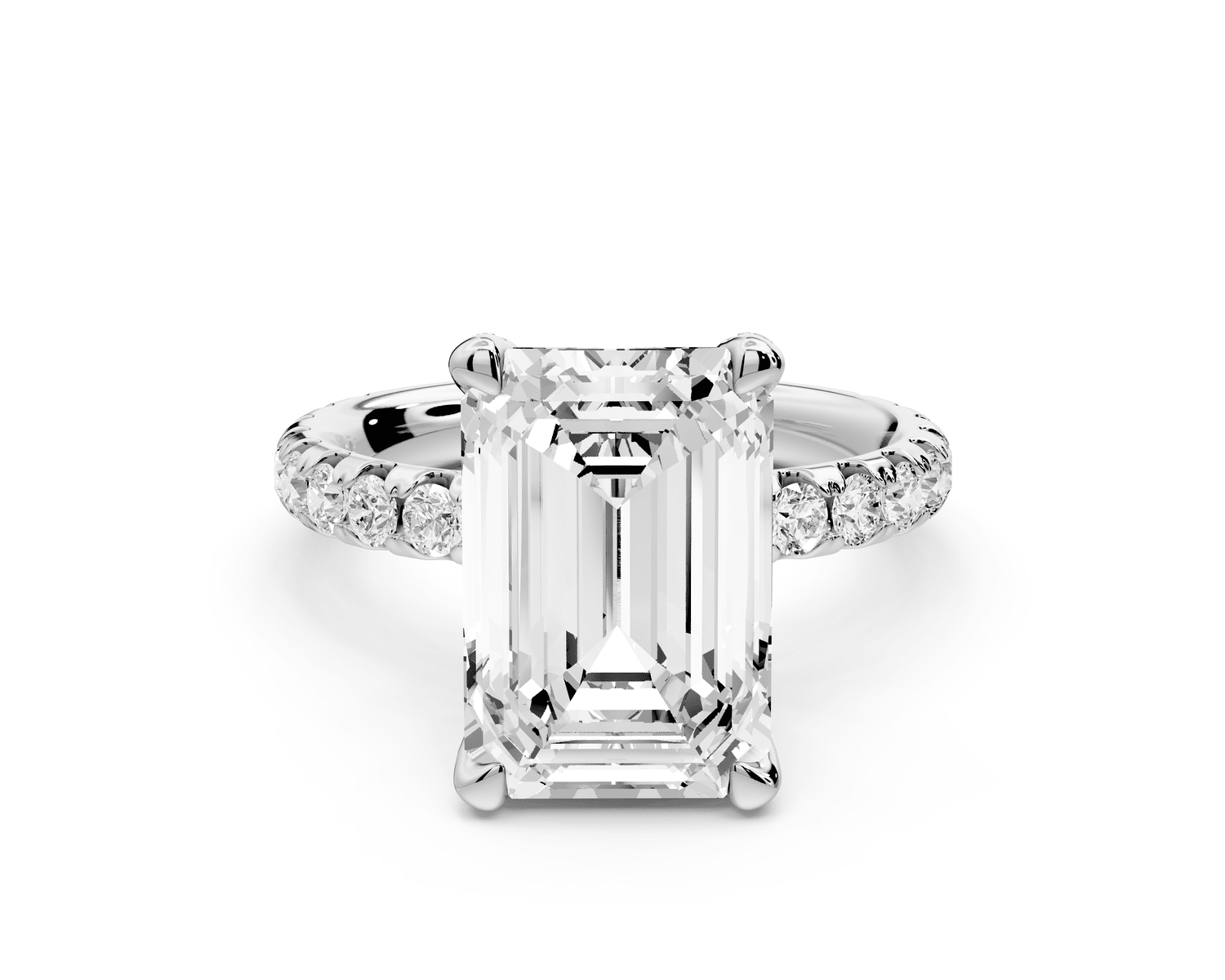 Elise - 3ct platinum emerald diamond 6 - Talon Prong Diamond Crown with Pavé Engagement Ring - Mr. Alex Jewelry