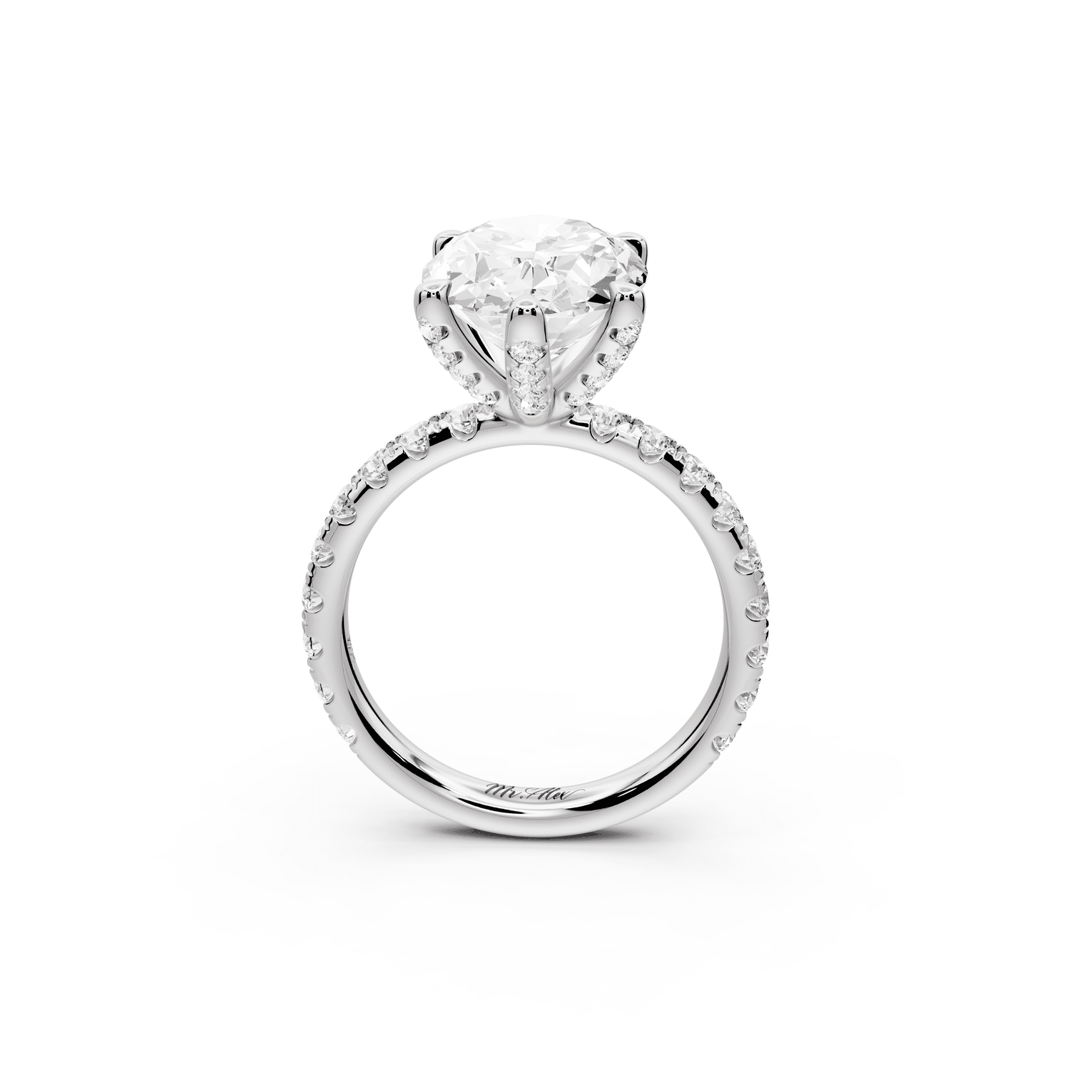 Elise - 3ct platinum oval diamond 6 - Talon Prong Diamond Crown with Pavé Engagement Ring - Mr. Alex Jewelry
