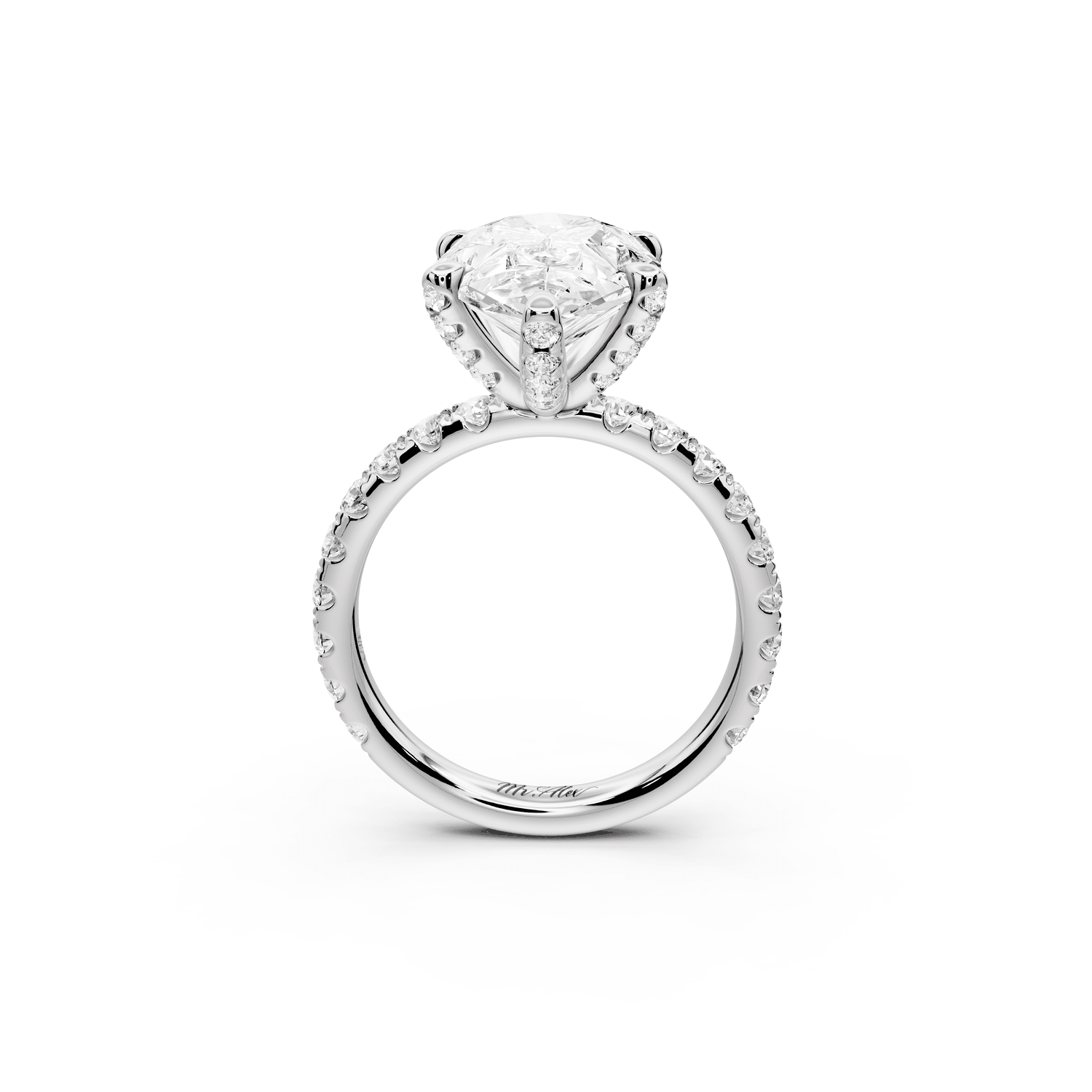Elise - 3ct platinum pear diamond 6 - Talon Prong Diamond Crown with Pavé Engagement Ring - Mr. Alex Jewelry