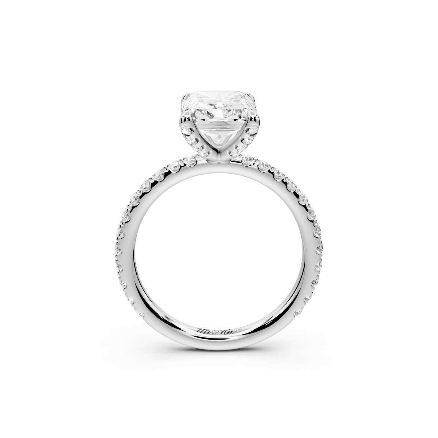 Elise - 3ct platinum radiant diamond 6 - Talon Prong Diamond Crown with Pavé Engagement Ring - Mr. Alex Jewelry