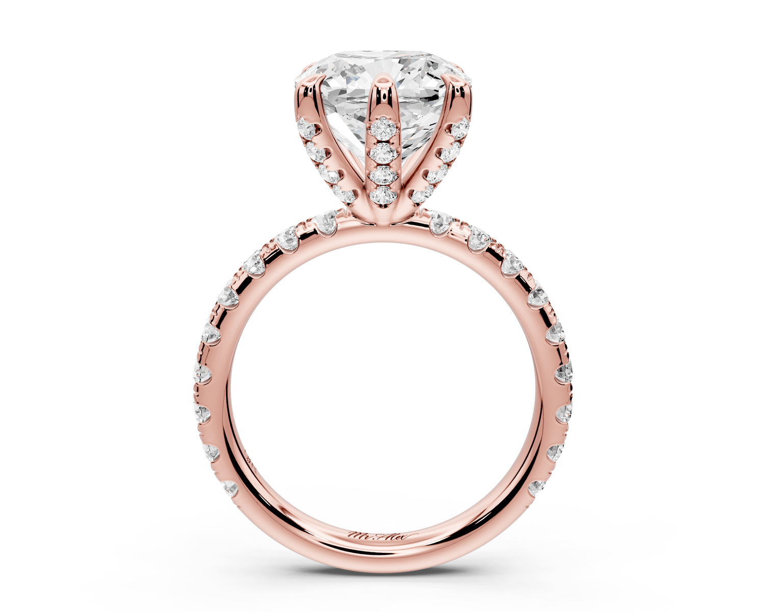 Elise - 4ct 14k rose gold cushion diamond 6 - Talon Prong Diamond Crown with Pavé Engagement Ring - Mr. Alex Jewelry