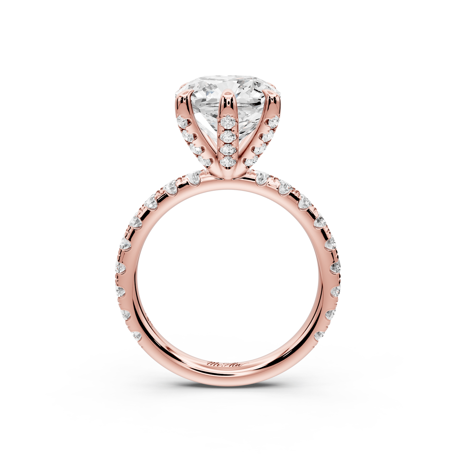 Elise - 4ct 14k rose gold cushion diamond 6 - Talon Prong Diamond Crown with Pavé Engagement Ring - Mr. Alex Jewelry