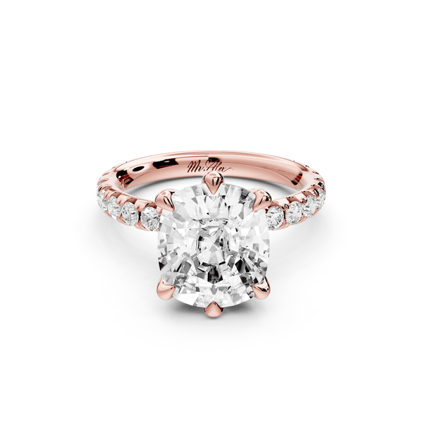 Elise - 4ct 14k rose gold ecushion diamond 6 - Talon Prong Diamond Crown with Pavé Engagement Ring - Mr. Alex Jewelry