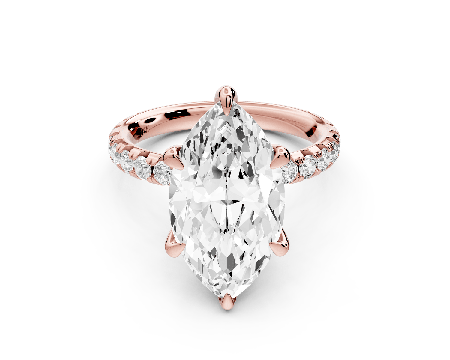 Elise - 4ct 14k rose gold marquise diamond 6 - Talon Prong Diamond Crown with Pavé Engagement Ring - Mr. Alex Jewelry