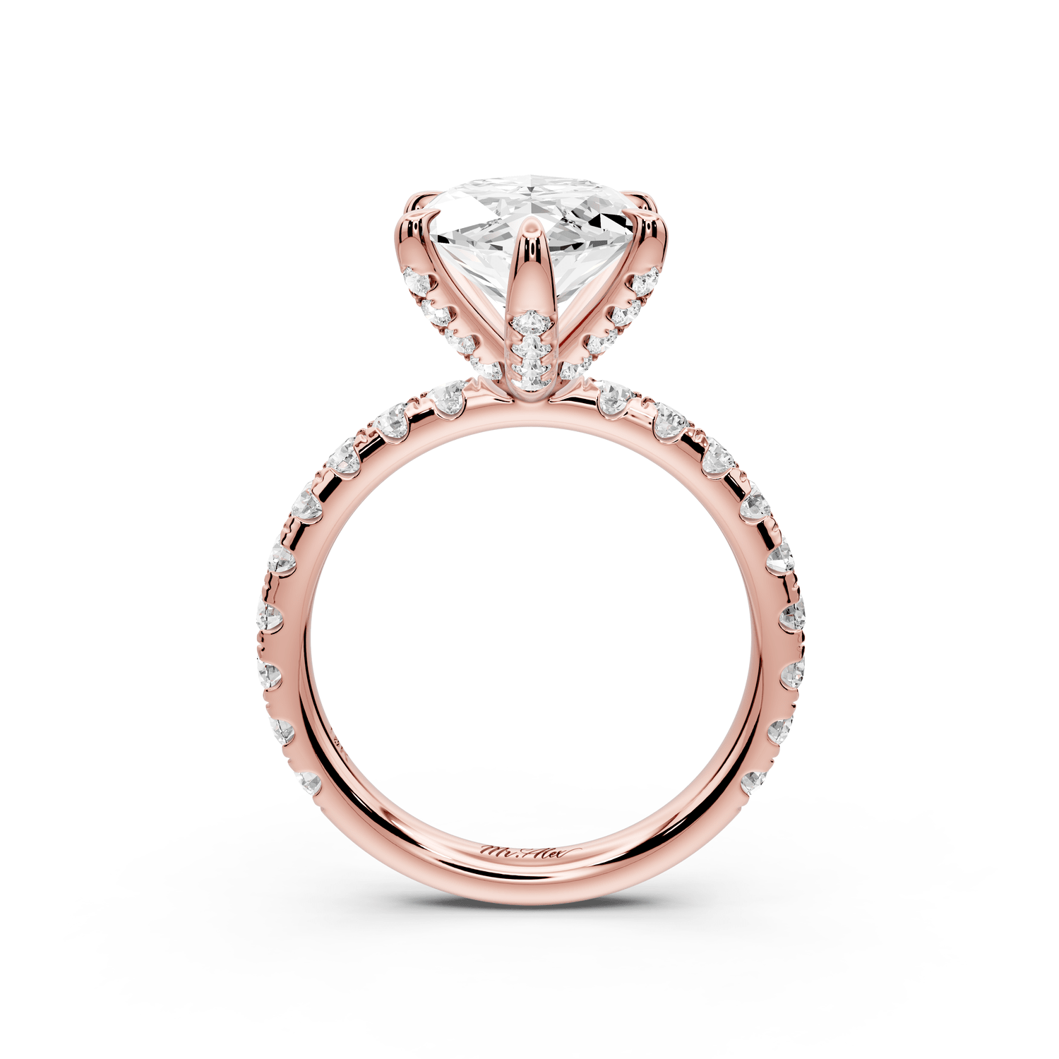 Elise - 4ct 14k rose gold marquise diamond 6 - Talon Prong Diamond Crown with Pavé Engagement Ring - Mr. Alex Jewelry